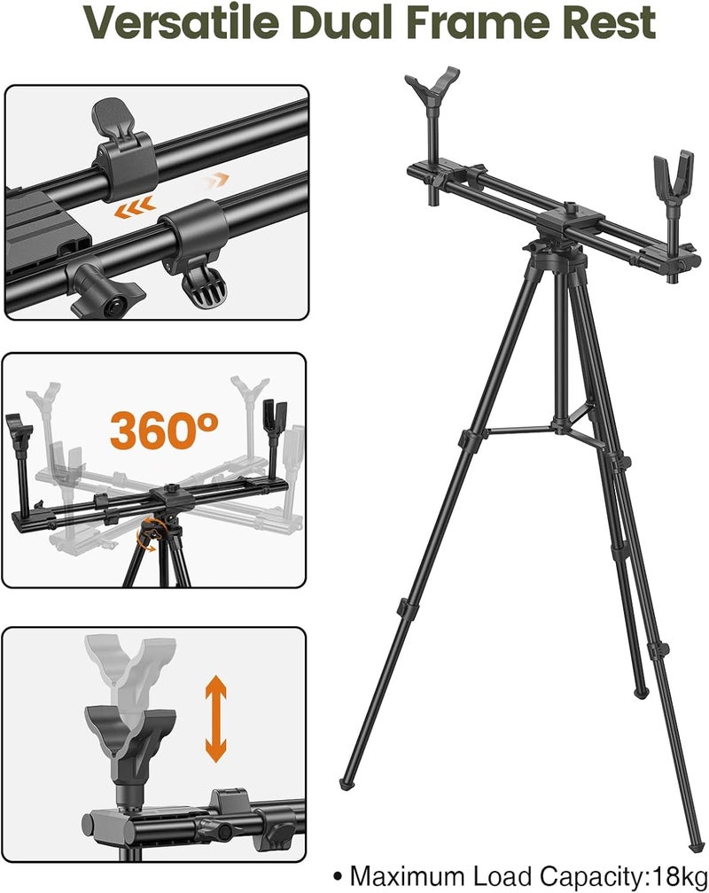 Trakiom Hunting Rests, Shooting Tripod with Dual Frame, Flexible Orientation, Adjustable Height, Shooting Tripod Max Provide Maximum Shooting Stability for Outdoors, Ground Blinds and Hunting - Image 2